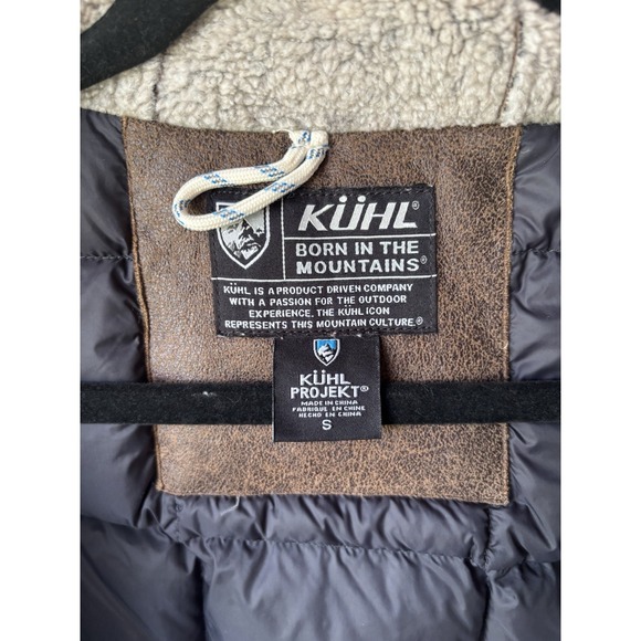 Kuhl Projekt Women's S Cream Goose Down Outdoor Mountain Vest Hood Pockets Zip - Picture 11 of 13